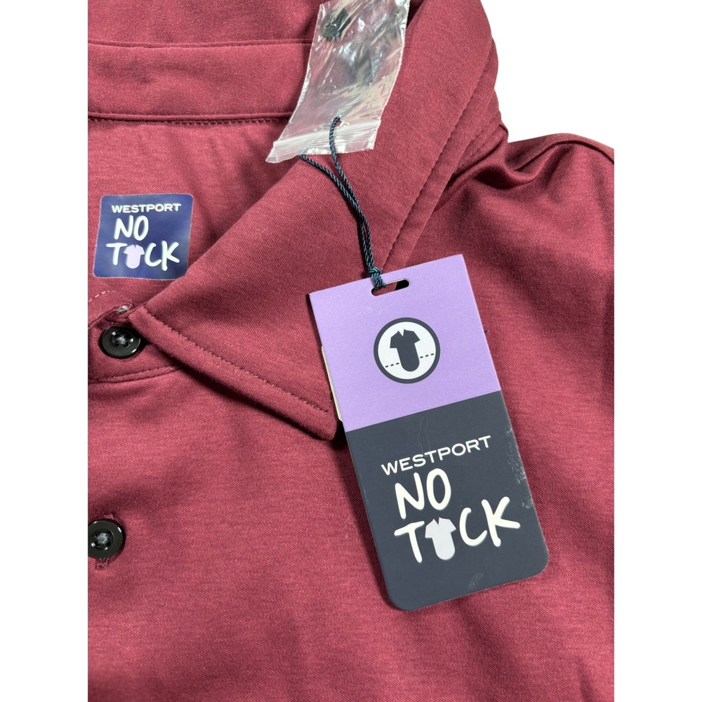 NEW Westport No Tuck Mens 3XB Polo Shirt Burgundy Short Sleeve Casual Top